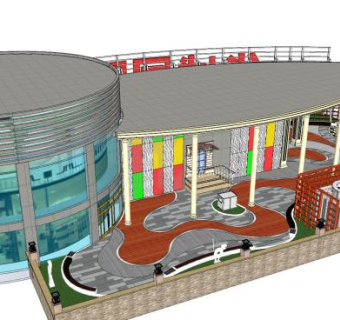 广场大楼屋顶花园SU模型下载_sketchup草图大师SKP模型