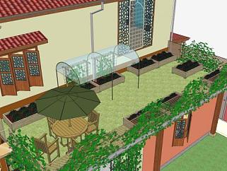 现代屋顶休闲花园SU模型下载_sketchup草图大师SKP模型