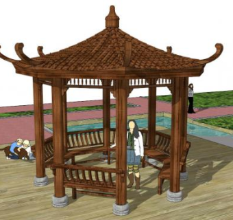 八角凉亭su模型下载_sketchup草图大师SKP模型