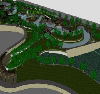 现代园林鸟瞰规划SU模型下载_sketchup草图大师SKP模型