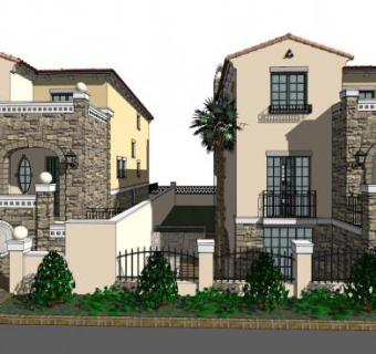 现代简欧别墅su模型下载_sketchup草图大师SKP模型