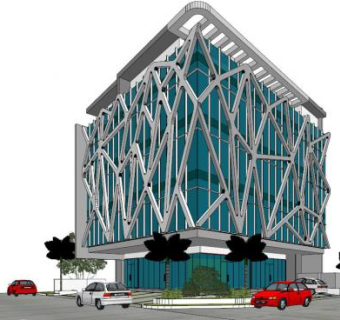 小型办公建筑su模型下载_sketchup草图大师SKP模型