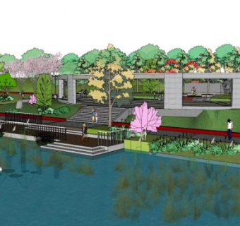 小型旅游公园su模型下载_sketchup草图大师SKP模型