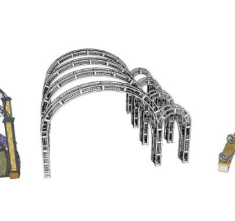 铁艺弧形花架su模型下载_sketchup草图大师SKP模型