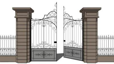 铁艺门柱su模型下载_sketchup草图大师SKP模型