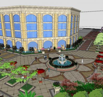 现代售楼处景观设计SU模型下载_sketchup草图大师SKP模型