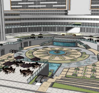 现代办公楼景观SU模型下载_sketchup草图大师SKP模型