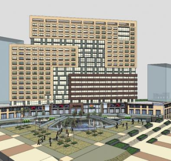 现代写字楼景观SU模型下载_sketchup草图大师SKP模型