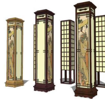 日式灯具SU模型下载_sketchup草图大师SKP模型