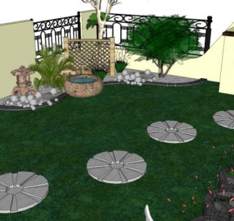 草地汀步路su模型下载_sketchup草图大师SKP模型