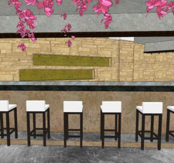 日式餐厅吧台su模型下载_sketchup草图大师SKP模型