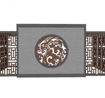 新中式镂空景墙SU模型下载_sketchup草图大师SKP模型