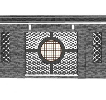 新中式花窗景观墙SU模型下载_sketchup草图大师SKP模型