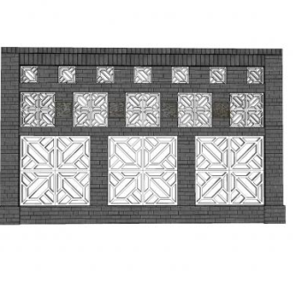 中式花窗景观墙SU模型下载_sketchup草图大师SKP模型