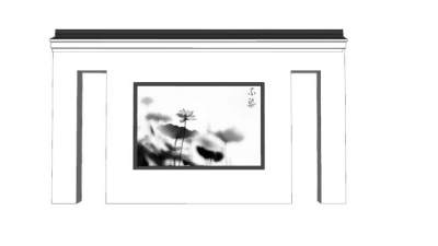 中式简约荷花墙景墙SU模型下载_sketchup草图大师SKP模型