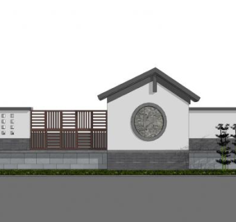 现代新中式景墙SU模型下载_sketchup草图大师SKP模型