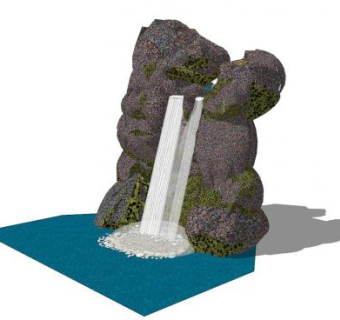 自然风假山流水景观SU模型下载_sketchup草图大师SKP模型