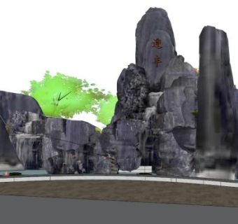 中式假山su模型下载_sketchup草图大师SKP模型