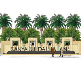 欧式logo景观墙SU模型下载_sketchup草图大师SKP模型