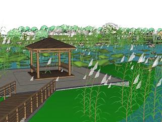<em>生态</em>湿地景观su模型下载_sketchup草图大师SKP模型