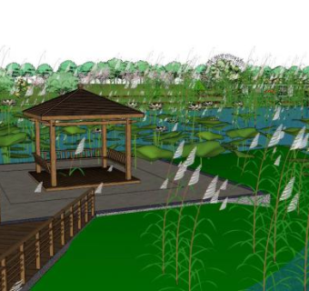 生态湿地景观su模型下载_sketchup草图大师SKP模型