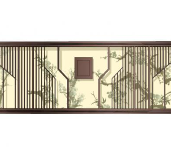 中式花墙景墙园艺小品SU模型下载_sketchup草图大师SKP模型