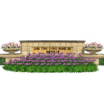 赤壁同城上都景墙SU模型下载_sketchup草图大师SKP模型