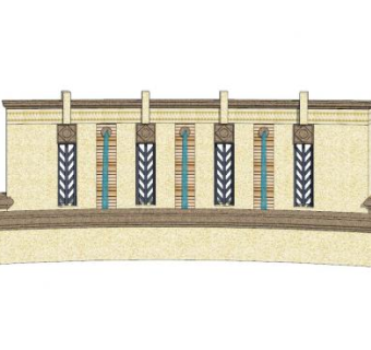 新古典流水景观墙SU模型下载_sketchup草图大师SKP模型