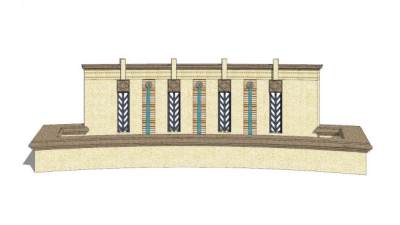 新古典流水景观墙SU模型下载_sketchup草图大师SKP模型