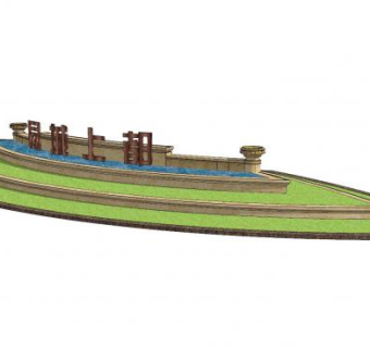 同城上都景观墙SU模型下载_sketchup草图大师SKP模型