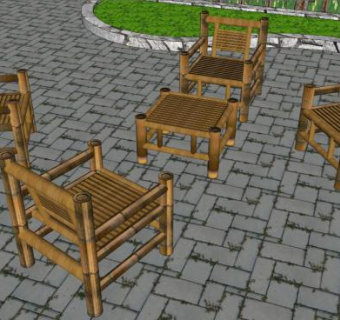 竹椅竹凳SU模型下载_sketchup草图大师SKP模型