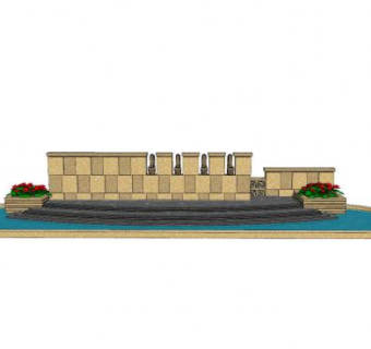 欧式雕塑水池景墙SU模型下载_sketchup草图大师SKP模型
