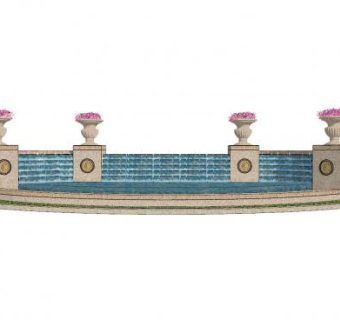 欧式水幕景观墙SU模型下载_sketchup草图大师SKP模型