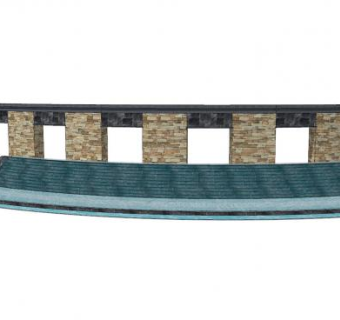 现代跌水景观墙SU模型下载_sketchup草图大师SKP模型