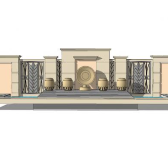 欧式简约景观墙SU模型下载_sketchup草图大师SKP模型