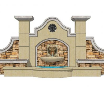 欧式雕塑景观墙SU模型下载_sketchup草图大师SKP模型