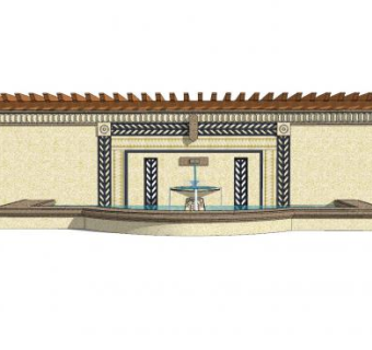 欧式流水艺术景墙SU模型下载_sketchup草图大师SKP模型