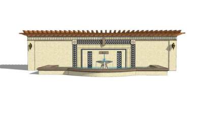 欧式流水艺术景墙SU模型下载_sketchup草图大师SKP模型