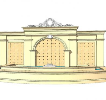 简欧景观墙SU模型下载_sketchup草图大师SKP模型