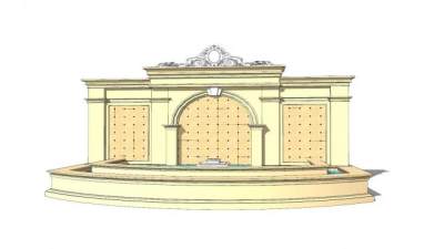 简欧景观墙SU模型下载_sketchup草图大师SKP模型