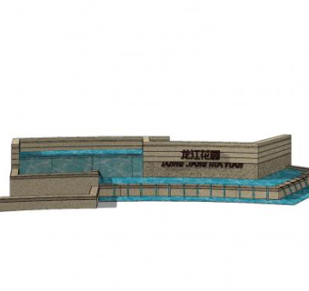 龙江花园流水景墙SU模型下载_sketchup草图大师SKP模型