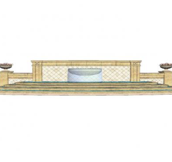 现代欧式流水景墙SU模型下载_sketchup草图大师SKP模型