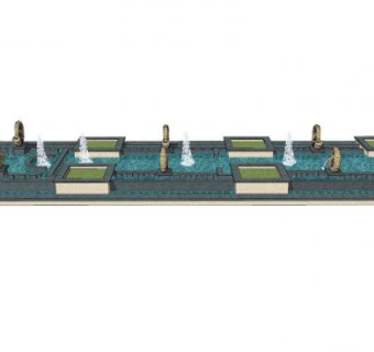 欧式海螺景观水池SU模型下载_sketchup草图大师SKP模型