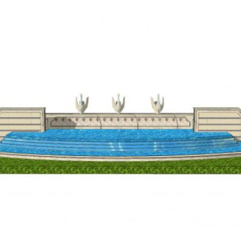 欧式天鹅喷泉水池SU模型下载_sketchup草图大师SKP模型