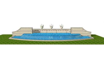 欧式天鹅喷泉水池SU模型下载_sketchup草图大师SKP模型