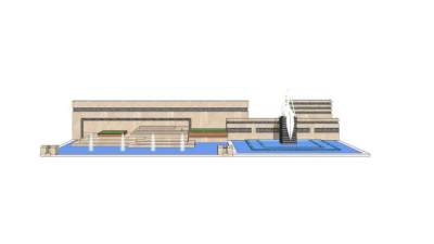 现代雕塑景墙喷泉水景SU模型下载_sketchup草图大师SKP模型
