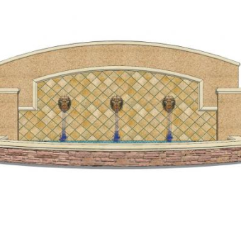 新古典狮头景墙SU模型下载_sketchup草图大师SKP模型