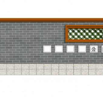 新中式公园景观墙SU模型下载_sketchup草图大师SKP模型