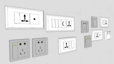 精品开关插座su模型下载_sketchup草图大师SKP模型