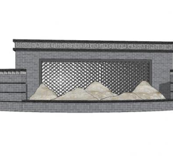 现代枯山镂空景观墙SU模型下载_sketchup草图大师SKP模型